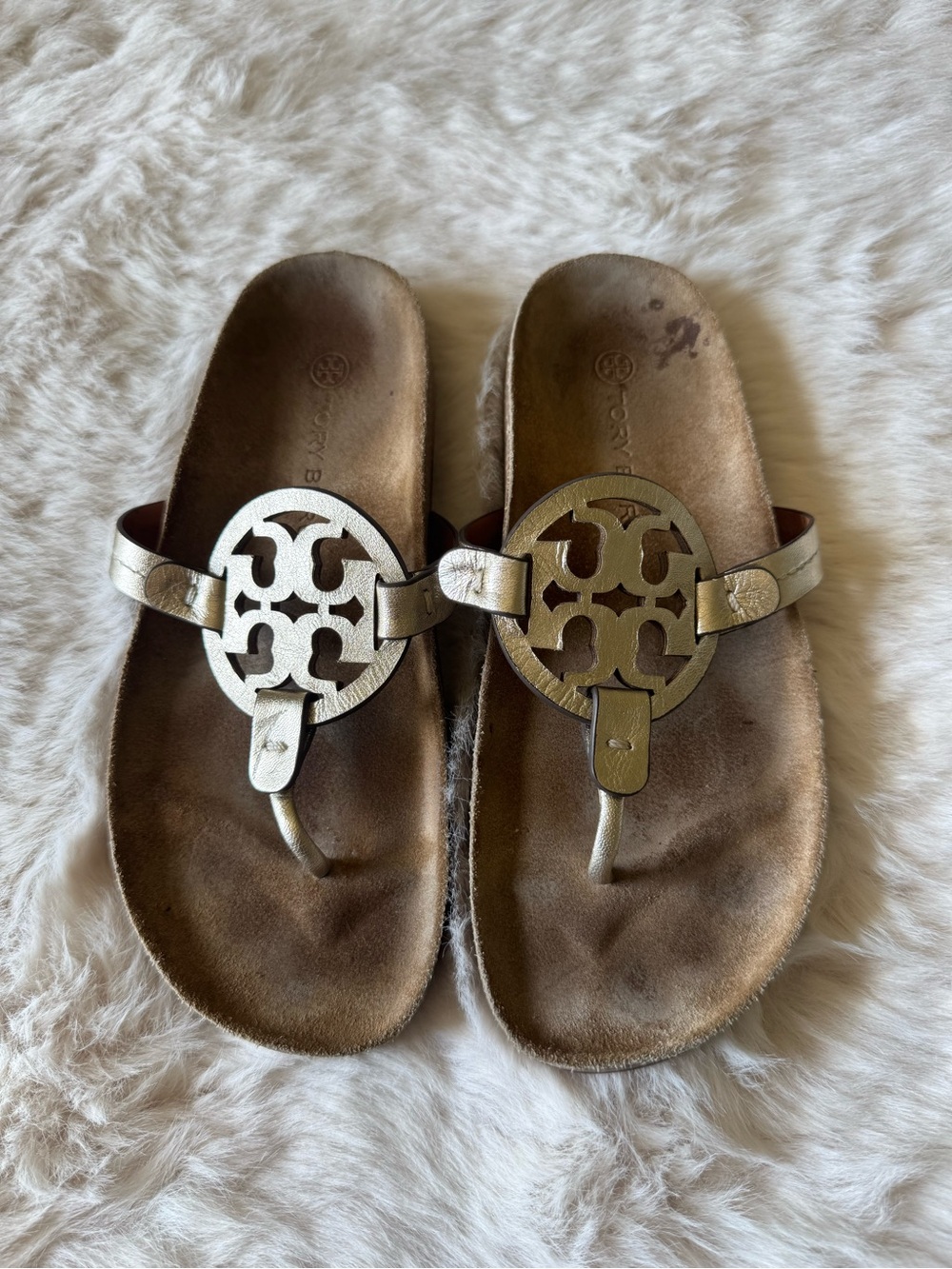 Tory Burch Metallic Gold Miller Thong Sandals
